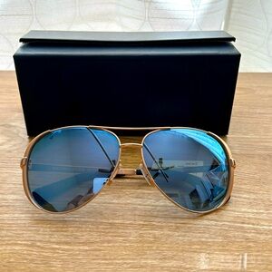 Michael Kors MK5004 Chelsea Aviator Sunglasses Rose Gold w/Blue Mirror 10034V